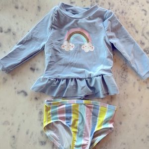 Carters pastel rainbow rash guard 2 piece swimsuit